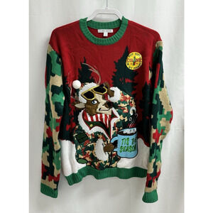 Celebrate Together Ugly Christmas Sweater Men's Size Large Red Green Reindeer